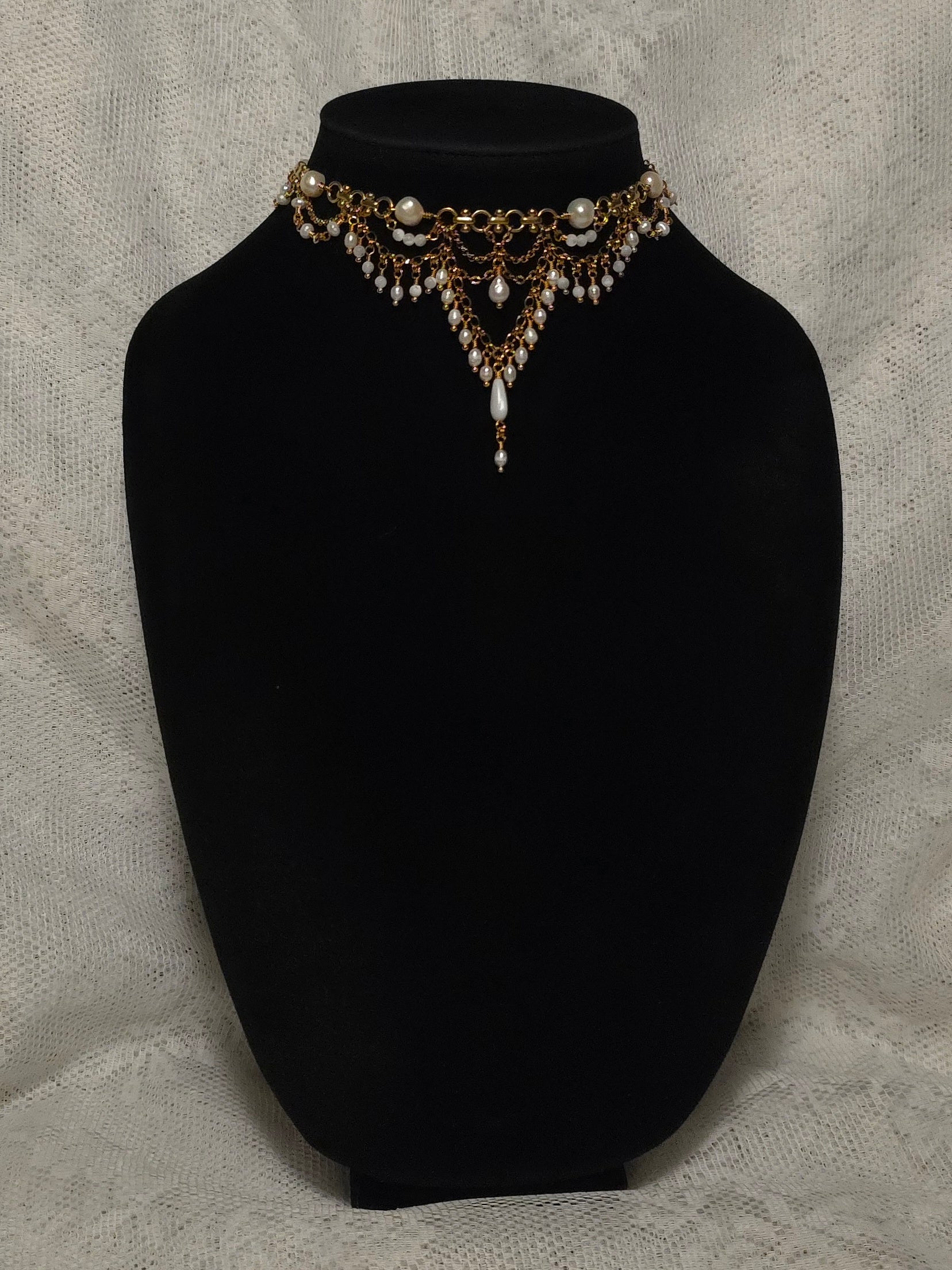 SEMPITERNAL | Gold & Pearl Renaissance Inspired Statement Choker