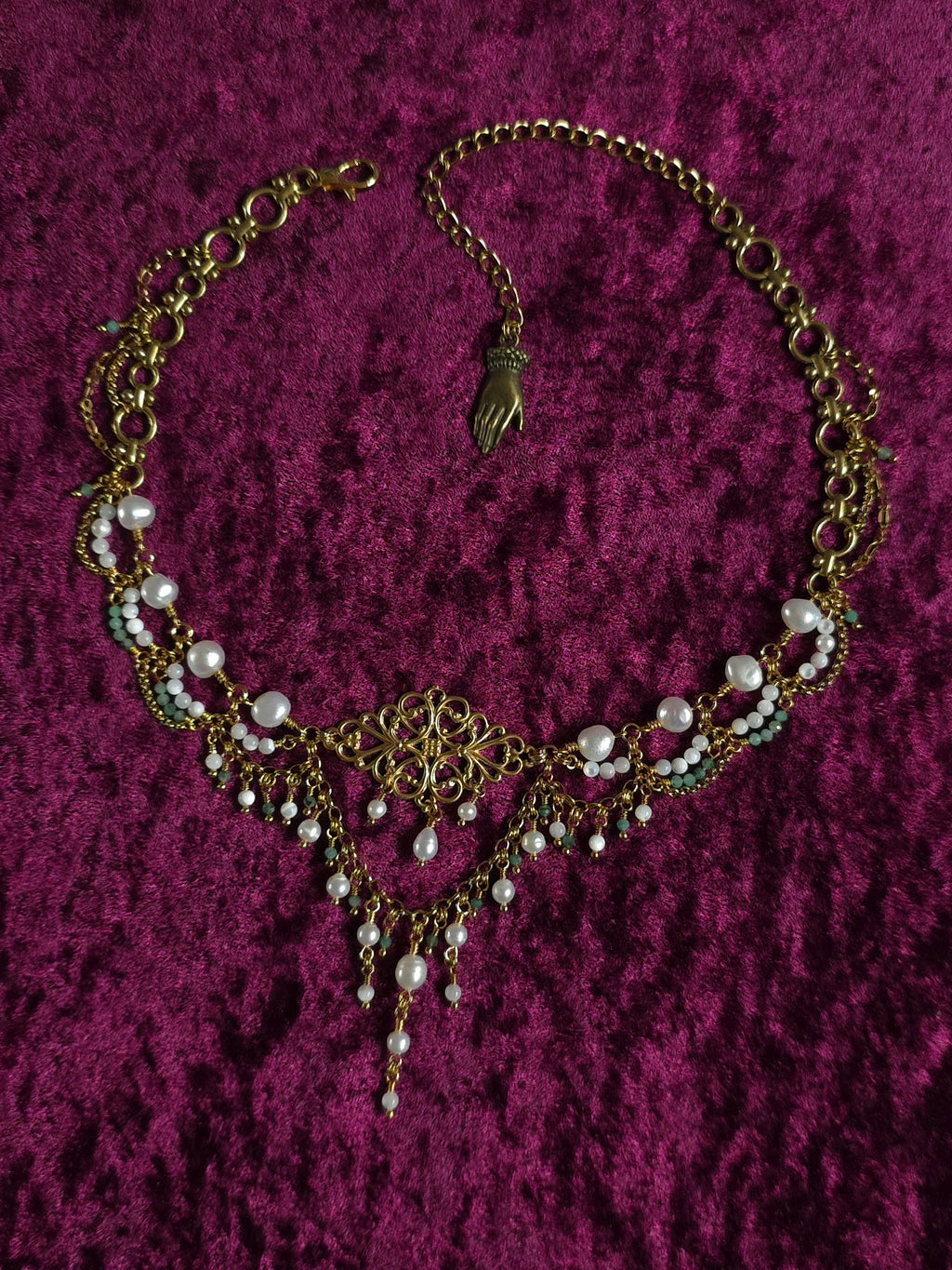 GROVE | Gold, Pearl & Emerald Renaissance Inspired Choker