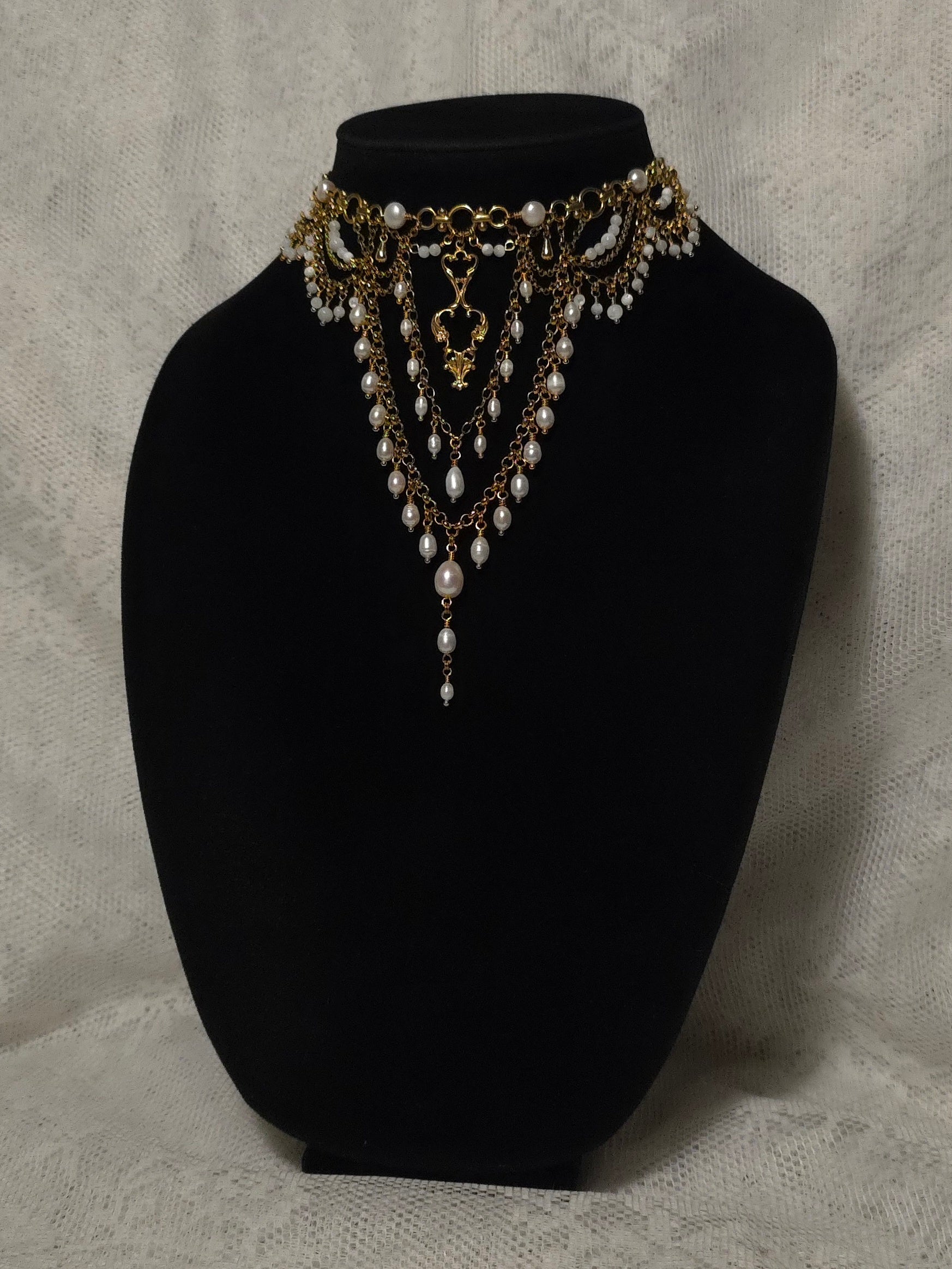 BETROTHED | Gold & Pearl Renaissance Inspired Statement Choker