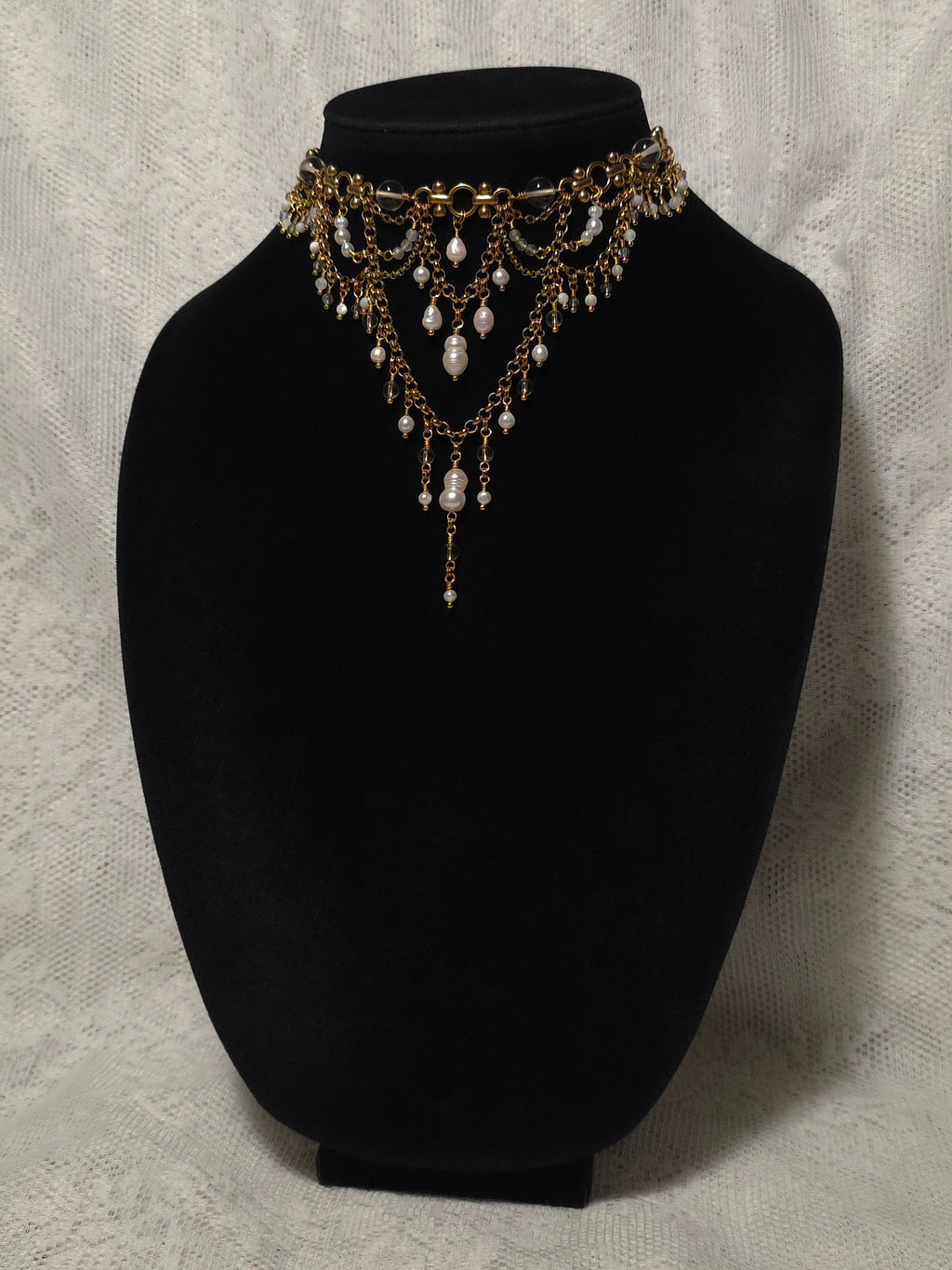 SEBASTIAN | Gold & Clear Quartz Louvre Inspired Statement Choker