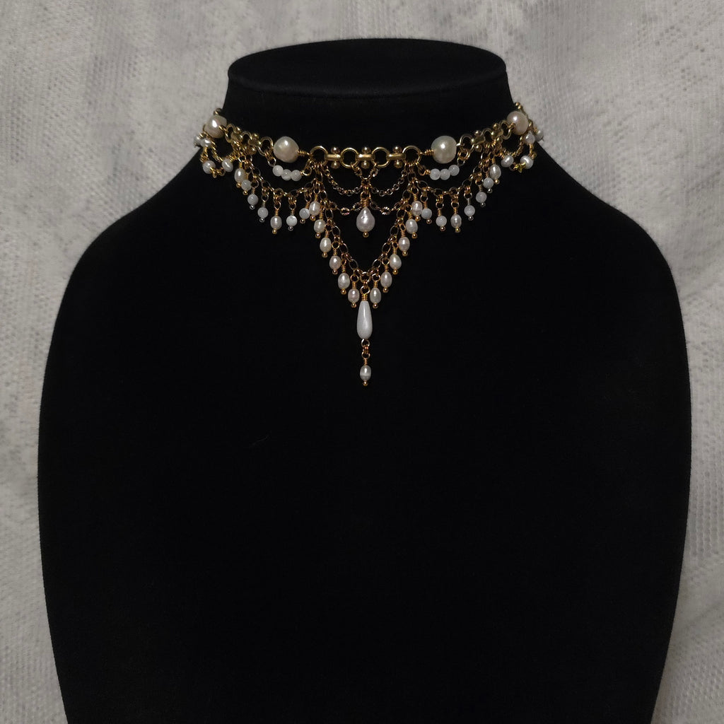 SEMPITERNAL | Gold & Pearl Renaissance Inspired Statement Choker