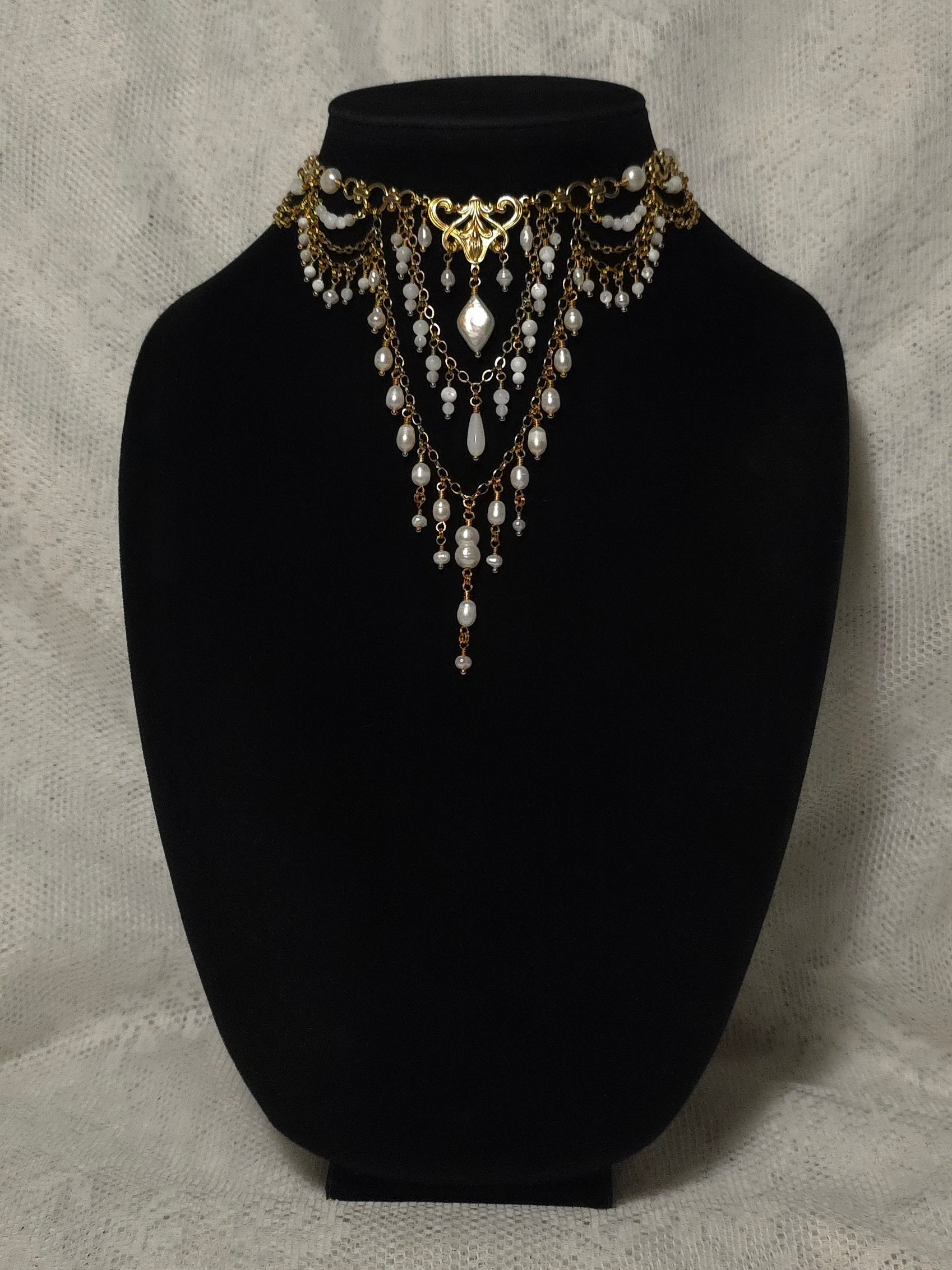 REVIVAL | Gold & Pearl Renaissance Inspired Statement Choker