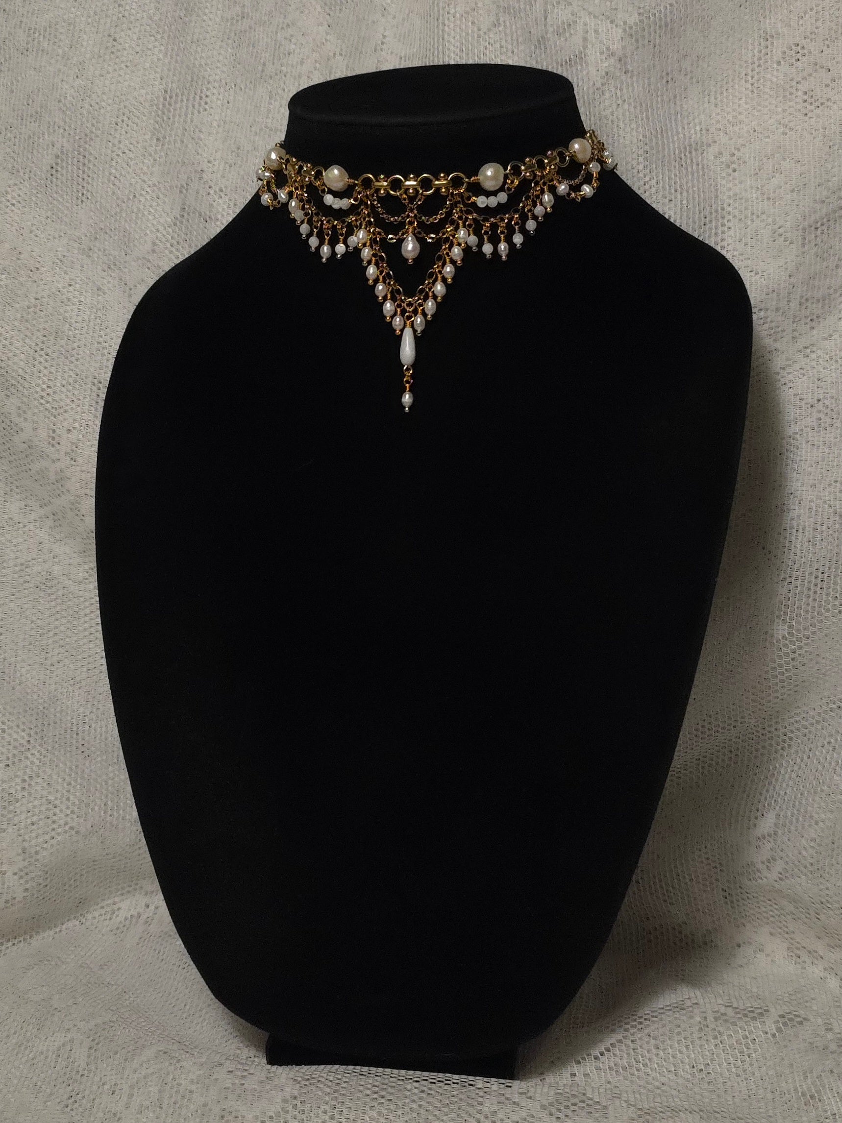 SEMPITERNAL | Gold & Pearl Renaissance Inspired Statement Choker