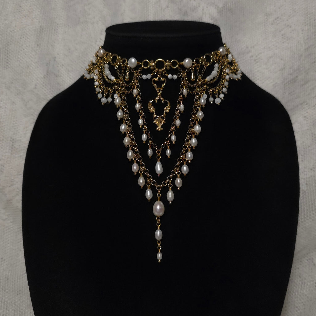 BETROTHED | Gold & Pearl Renaissance Inspired Statement Choker