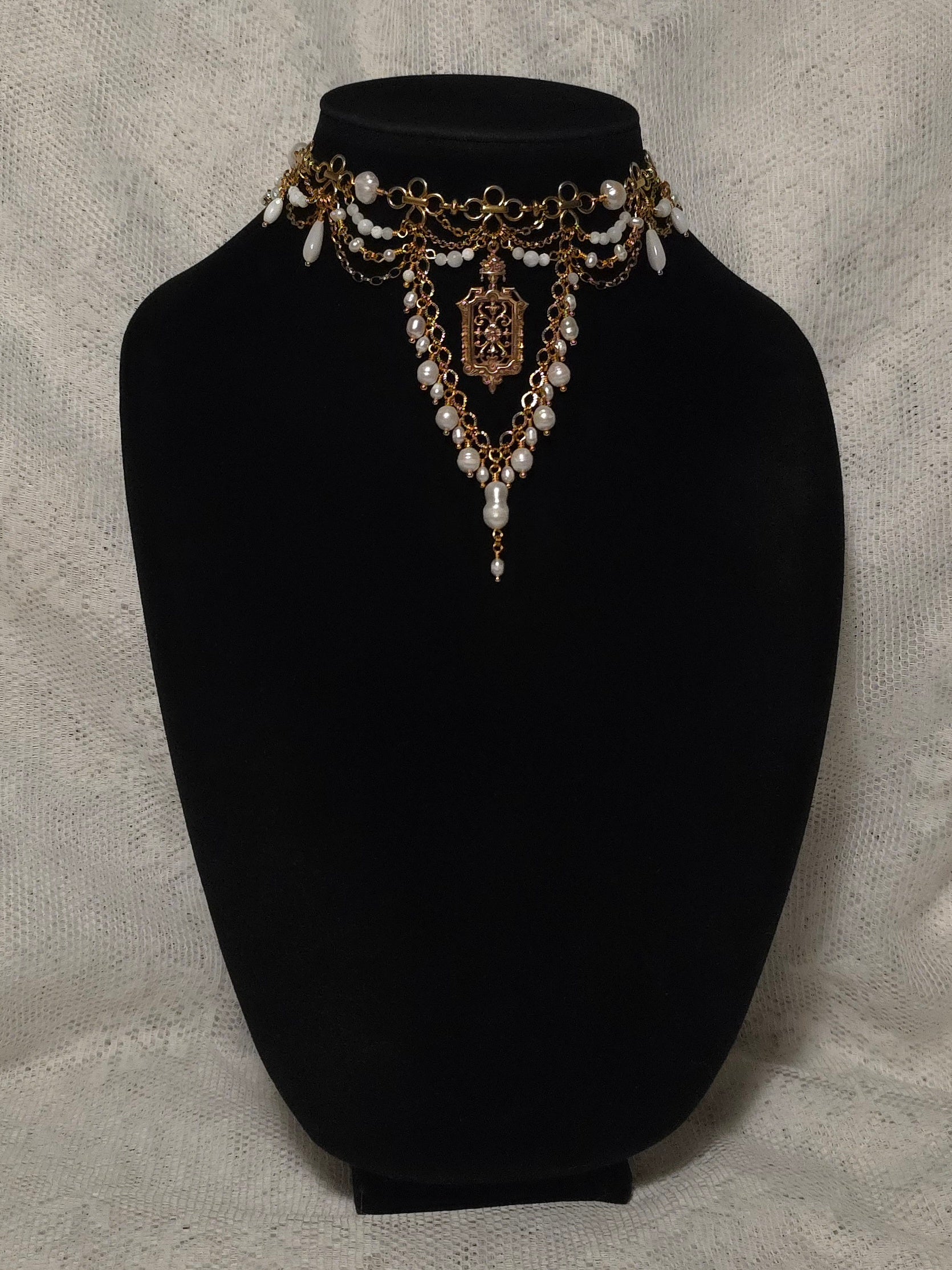 INFINITE BATHS | Gold & Pearl Renaissance Inspired Statement Choker