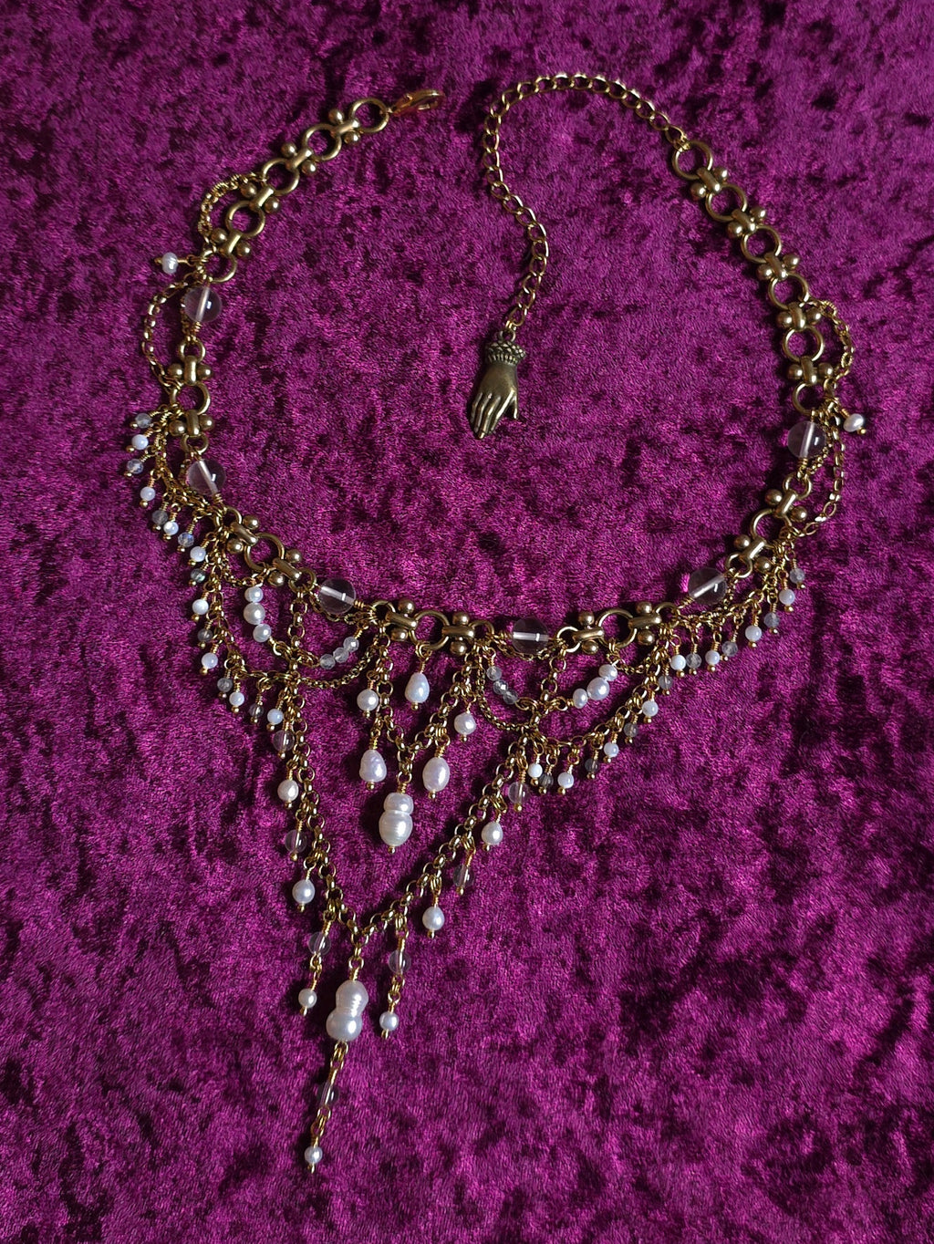 SEBASTIAN | Gold & Clear Quartz Louvre Inspired Statement Choker