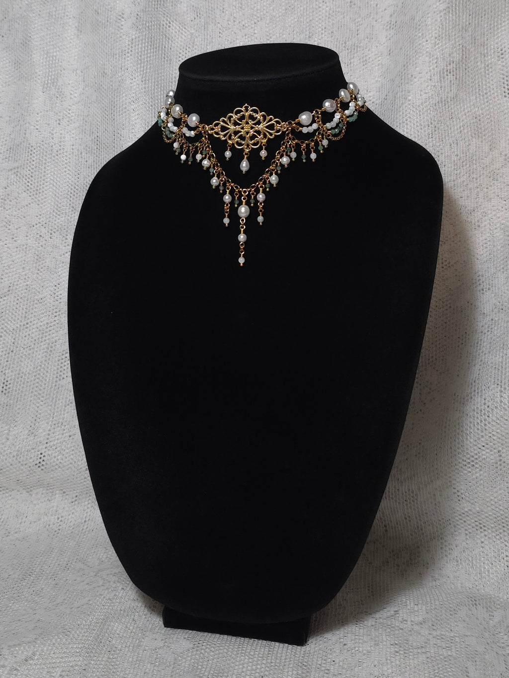 GROVE | Gold, Pearl & Emerald Renaissance Inspired Choker