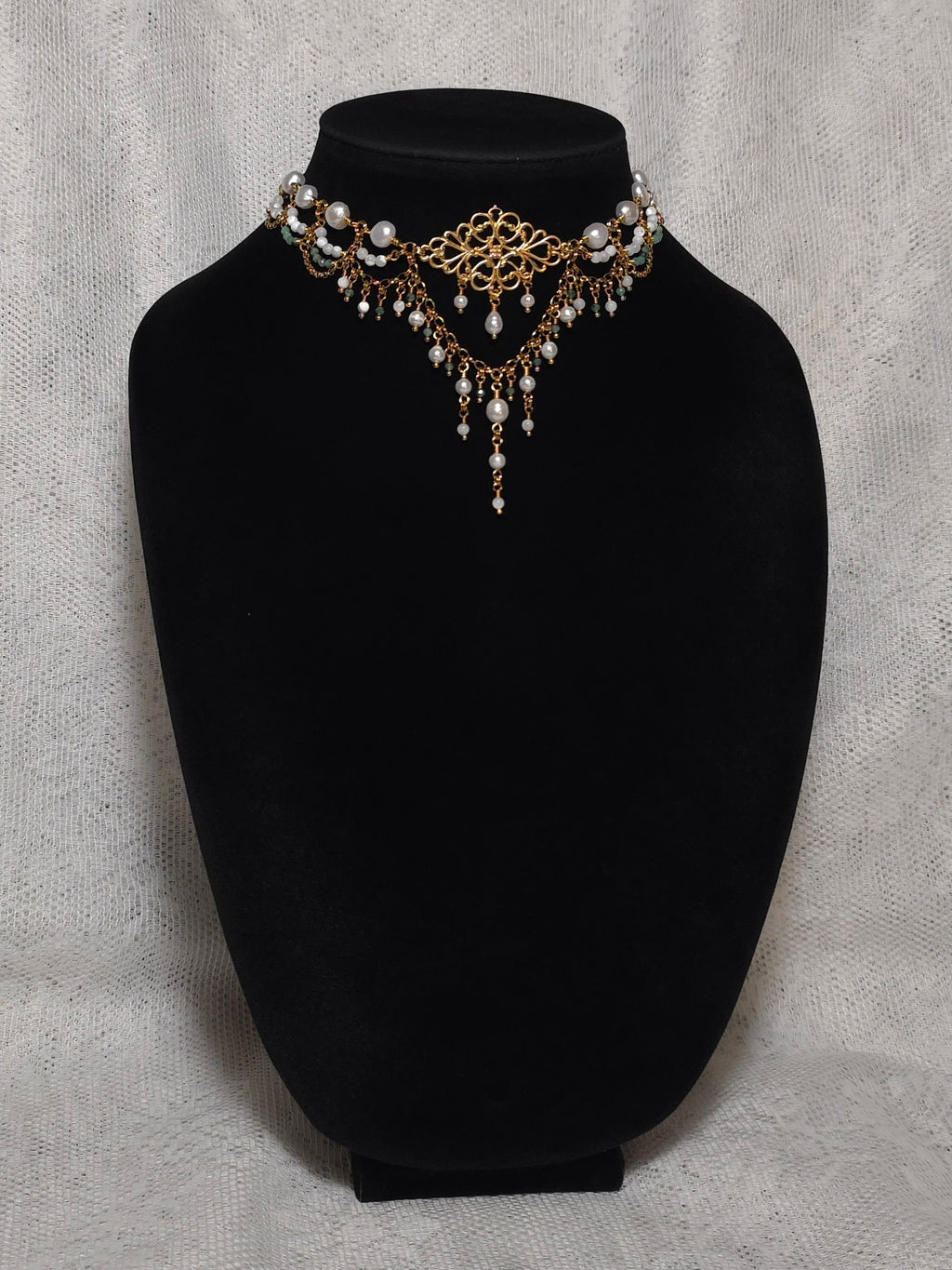 GROVE | Gold, Pearl & Emerald Renaissance Inspired Choker