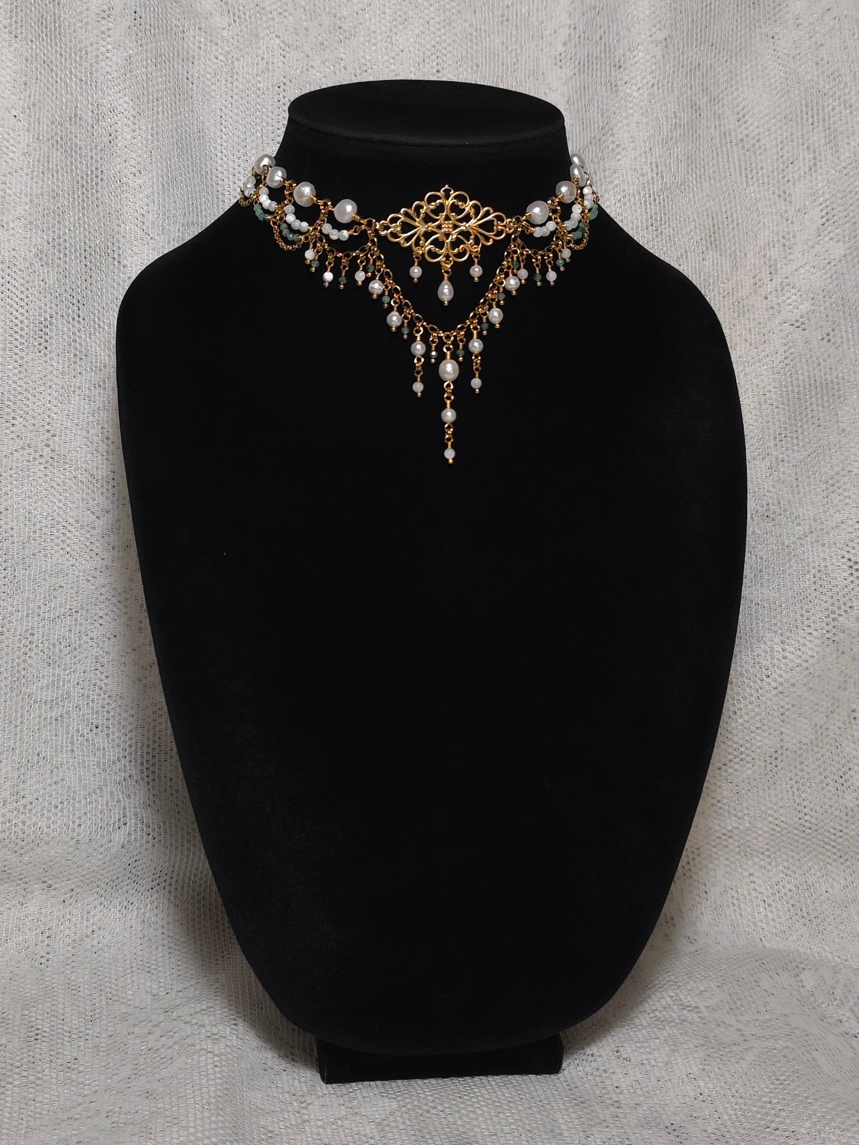 GROVE | Gold, Pearl & Emerald Renaissance Inspired Choker