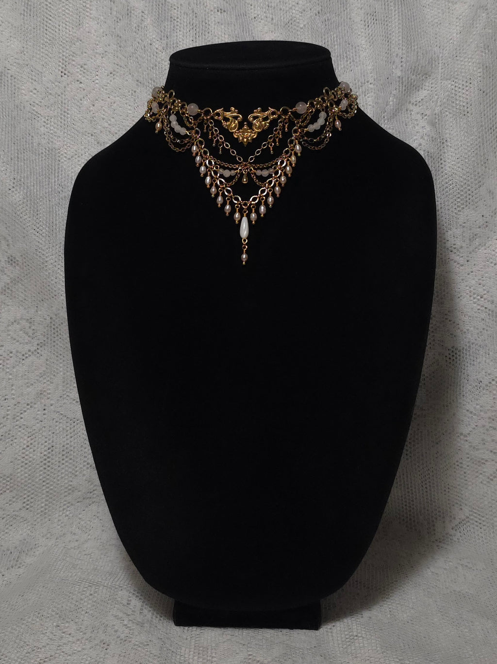DAWN | Gold & Rose Quartz Louvre Inspired Statement Choker